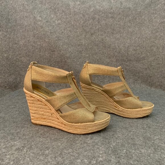 Michael Michael Kors Women's Heel Front Zip Wedge Open Toe Shoes - Picture 5 of 14